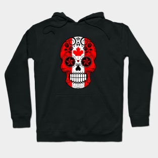 Canadian Flag Sugar Skull with Roses Hoodie